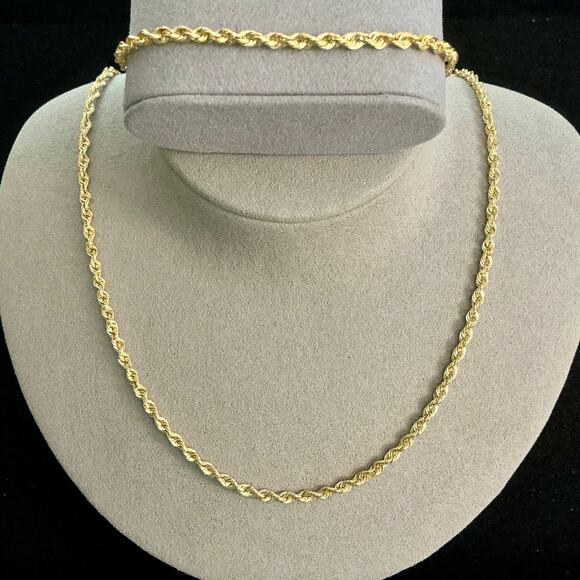 10k Gold Diamond Cut Rope Chain/Bracelet Combo-Italy-NEW-Retail $1000 - Picture 1 of 15